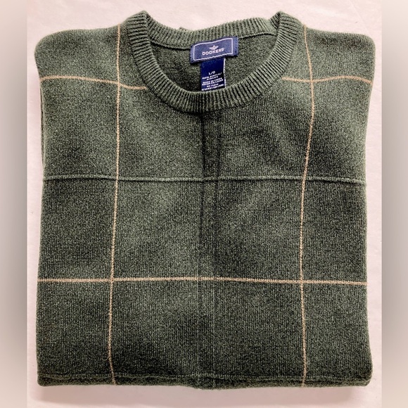 Dockers’ Men’s Classic Pullover Sweater, Large, Dk Green/Tan - Picture 3 of 5